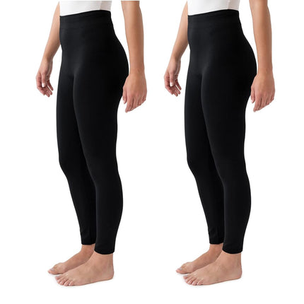 MUK LUKS Women's 2 Pack of Leggings Hosiery, Black