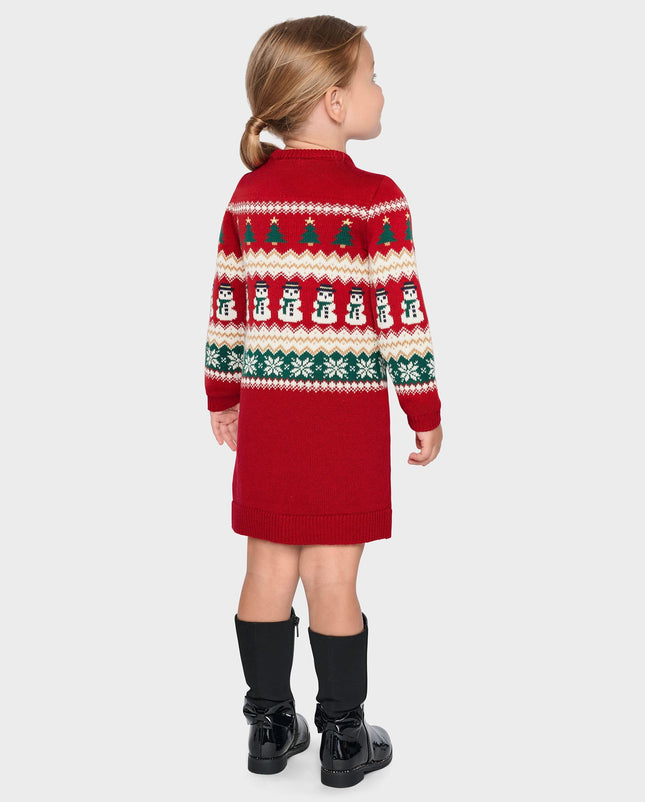 Vestido de punto de manga larga para bebé y niña pequeña The Children's Place, Fairisle Rojo Clásico, 9-12 meses