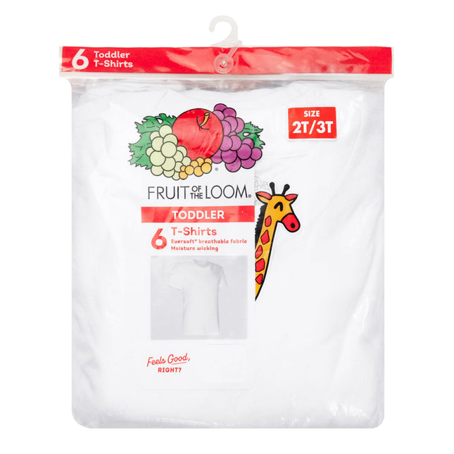 Fruit of the Loom T-shirts en coton pour garçons, sous-vêtements, tout-petit - lot de 6 - blanc, 4-5 ans (lot de 6)