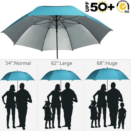 G4Free 54/62/68 Inch Extra Large Windproof Golf Umbrella UV Protection Automatic Open Double Canopy Vented Sun Rain Umbrella Oversize Stick Umbrellas