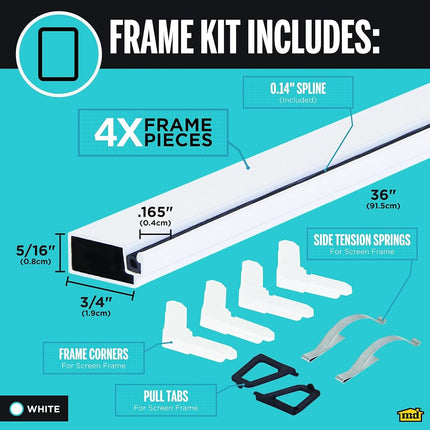 M-D Building Products 14104 Screen x 36in White (5/16in) Frame kit