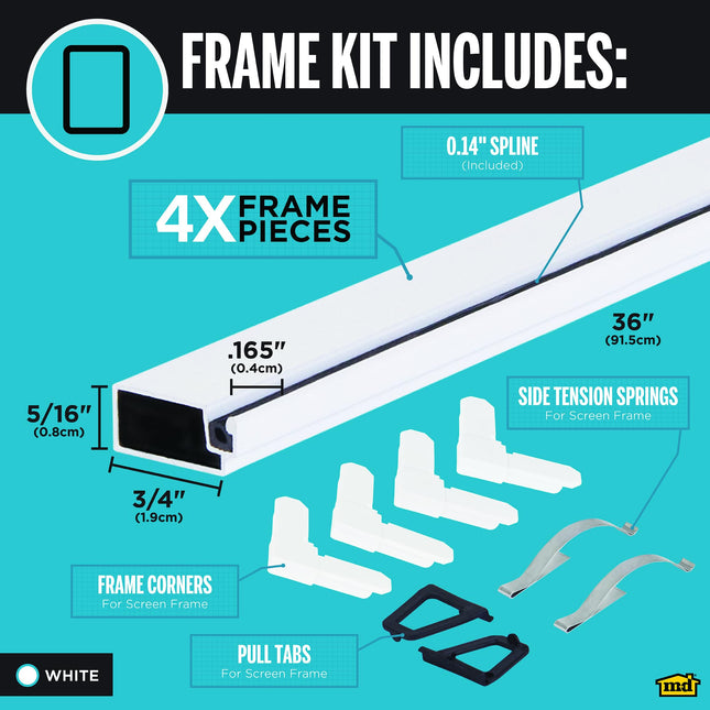 M-D Building Products 14104 Screen x 36in White (5/16in) Frame kit