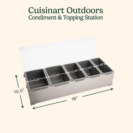 Cuisinart CPS-617A CPS-617 Condiment & Topping Station, Food Containers with Translucent Lid, 18-Piece