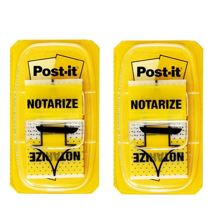 Post-it Notarize Flags, 50/Dispenser, 2 Dispensers/Pack, 1 in Wide, Yellow (680-NZ2)