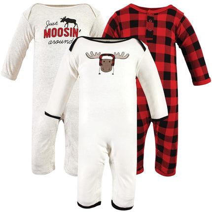 Hudson Baby baby-girls Cotton Coveralls, Winter Moose, 0-3 Months
