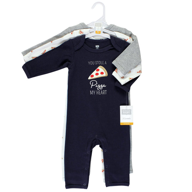 Hudson Baby baby-girls Cotton Coveralls, Pizza, 3-6 Months