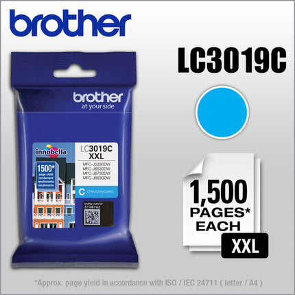Cartouche d'encre cyan à très haut rendement Brother LC3019C