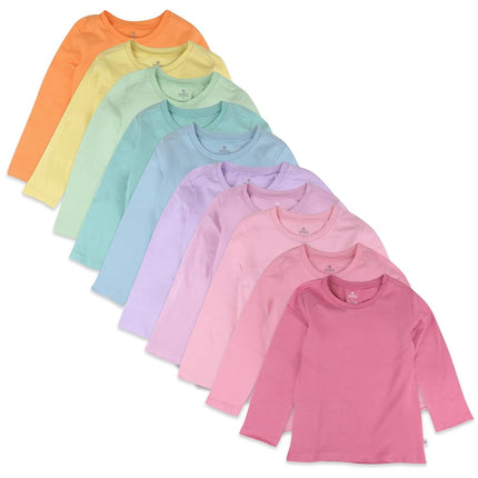 HonestBaby Unisex Baby Multipack Long Sleeve T-Shirts Tee 100% Organic Cotton, Rainbow Pinks, 6-9 Months
