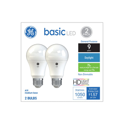 GE Lighting 37019 Eq Basic Daylight Bulb 75W Pack 