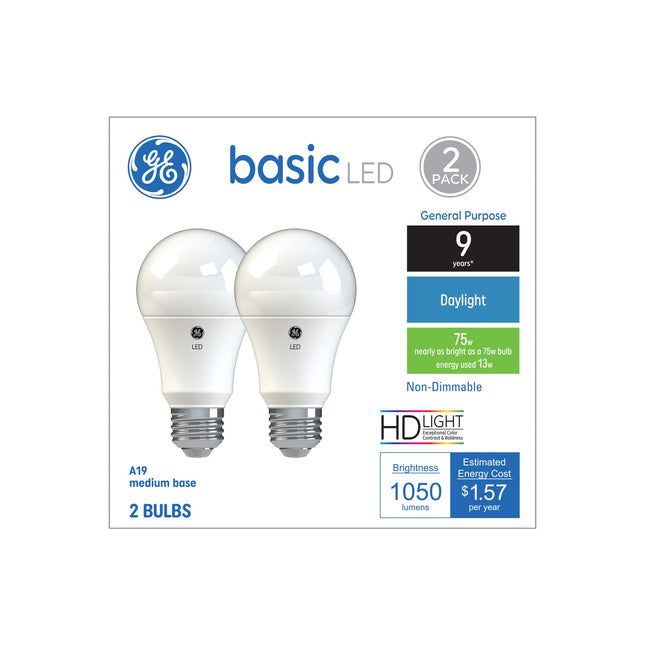 GE Lighting 37019 Eq Basic Daylight Bulb 75W Pack 
