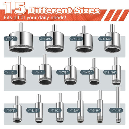 Semderm Diamond Hole Saw Kit, Tile Hole Saw with Double Suction Cups Hole Saw Guide Jig Fixture, Diamond Drill Bits for Glass, Porcelain Tile, Ceramic, Grantite, Marble