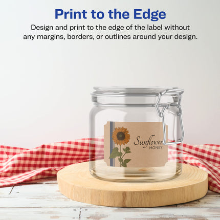 Avery Kraft Brown Rectangle Scalloped Labels with Sure Feed, 2" x 3", 400 Kraft Brown Labels, Print-to-The-Edge, Laser/Inkjet Printable Labels