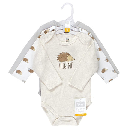 Hudson Baby unisex-baby Cotton Long-sleeve Bodysuits 3-pack, Hedgehog, 12-18 Months