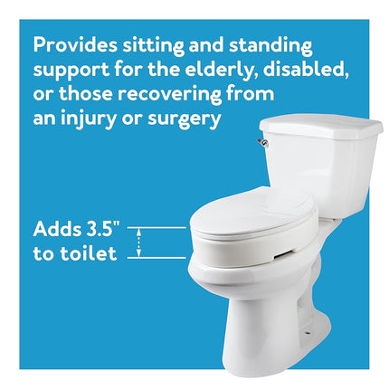 Carex Elongated Hinged Toilet Seat Riser, Adds 3.5 Inches of Height to Toilet, 300 Pound Weight Capacity, Hinged for Easy Cleaning