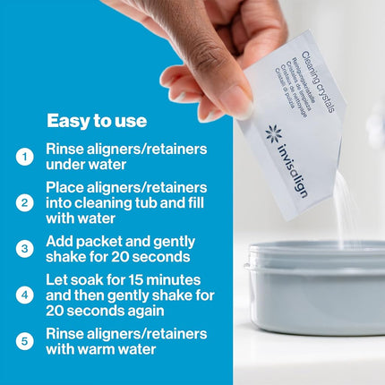 Cristaux de nettoyage Invisalign® pour aligneurs et gouttières transparents avec boîte, (50 sachets)