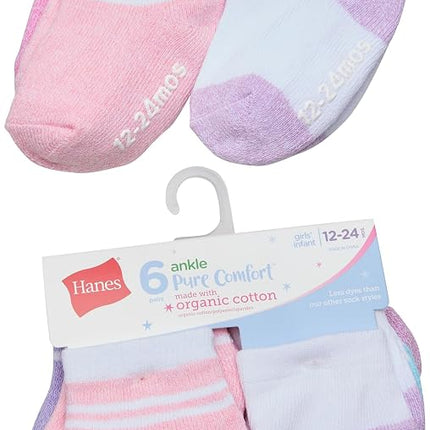 Hanes Baby and Toddler, Non-Slip Grip Ankle Socks, Boys' and Girls', Multipacks, White/Pink/Heather Pink/Purple - 12 Pack, 4-5T