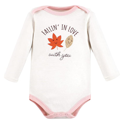 Hudson Baby unisex-baby Cotton Long-sleeve Bodysuits, Pink Fall, 0-3 Months