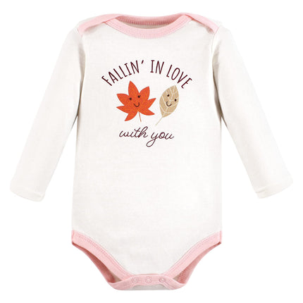Hudson Baby unisex-baby Cotton Long-sleeve Bodysuits, Pink Fall, 0-3 Months