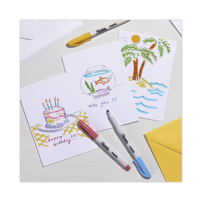 Marqueurs créatifs Sharpie S-Note, surligneurs, couleurs assorties, pointe biseautée, lot de 36