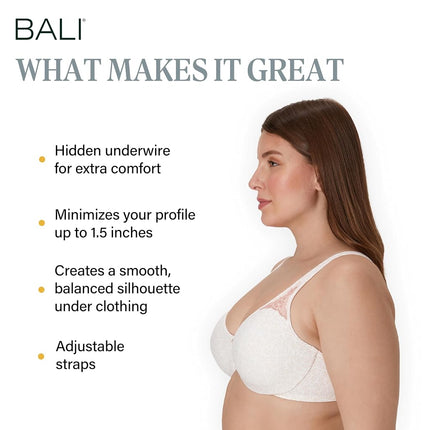 Sujetador minimizador Bali Passion for Comfort para mujer, estampado Pink Leaf, 42DD