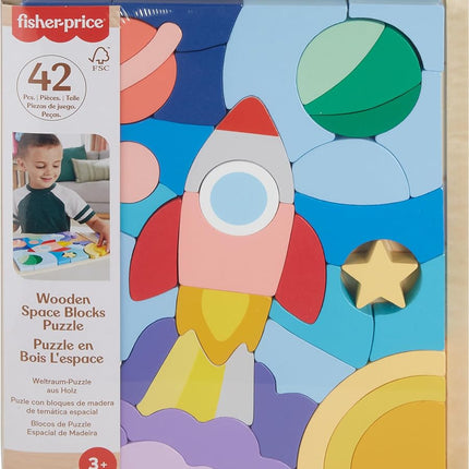 Fisher-Price Wood Preschool Toy Space Blocks Jigsa