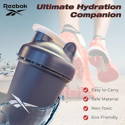 Vaso mezclador Reebok Athletic - Botella de proteínas de 500 ml - Para gimnasio, correr, senderismo - Sin BPA (azul)