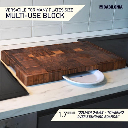 American Walnut Wood Cutting Board, End Grain Butcher Block for Kitchen