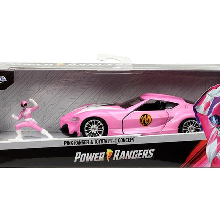 Mighty Morphin Power Rangers 1:32 Toyota FT-1 Concept Die-cast Car with 1.65" Pink Ranger Figure, Toys for Kids and Adults