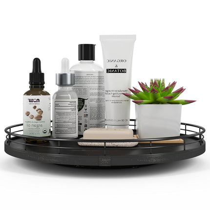 13" Oak Bathroom Vanity Tray Turntable for Perfume