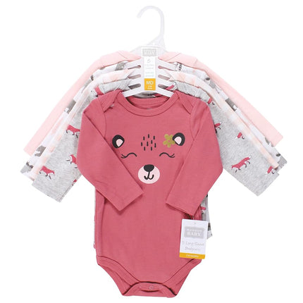Hudson Baby unisex-baby Cotton Long-sleeve Bodysuits, Girl Woodland Animals, 3-6 Months
