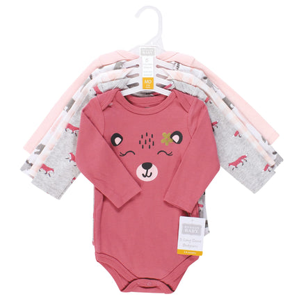 Hudson Baby unisex-baby Cotton Long-sleeve Bodysuits, Girl Woodland Animals, 3-6 Months