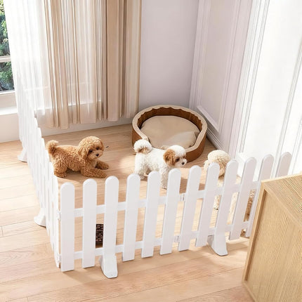Fiwochic Short Dog Gate 15.75'' High Adjustable Puppy Gate Indoor Folding Pet Door Dog Fence Freestanding Pet Barrier for Doorways Stairs Hallways