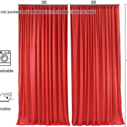 AK TRADING CO. 10 feet x 10 feet Polyester Backdrop Drapes Curtains Panels with Rod Pockets - Wedding Ceremony Party Home Window Decorations - RED (DRAPE-5x10-RED)