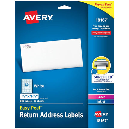 White Easy Peel Address Labels with Sure Feed