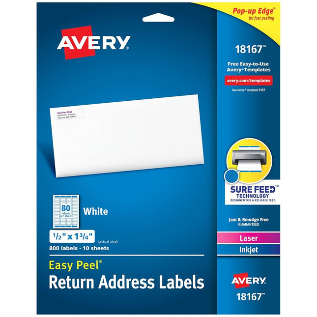 White Easy Peel Address Labels with Sure Feed