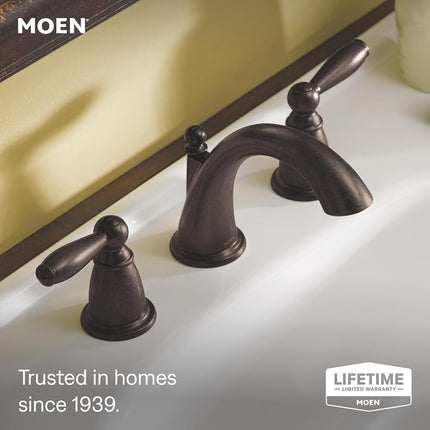 Moen Brantford Oil-Rubbed Bronze Two-Handle High Arc Widespread Bathroom Sink Faucet for 3-Hole Setups with Valve Included, TV6620ORB