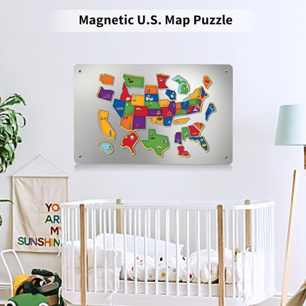 17.7" x 11.8" Stainless Steel Magnetic Board - Magnet Bulletin Board to Display Magnetic Letters Numbers Animal, Poetry, Spice Jars, Notes, Photos, Suitable for Wall, Refrigerator, Cubicle, Cabinet