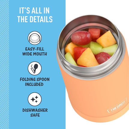THERMOS FUNTAINER Food Jar with Spoon, 16oz, Neon Orange