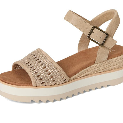TOMS Women's Diana Sandal, Champagne Metallic Basket Weave/Suede, 6.5