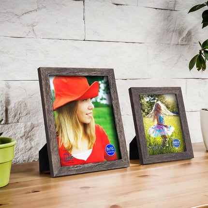 8x10 inch Picture Frame Made of Solid Wood High Definition Glass for Table Top Display and Wall Mounting Photo Frame Natural
