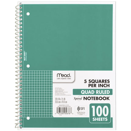 Mead Spiral Notebook, 1-Subject, Graph Ruled Paper