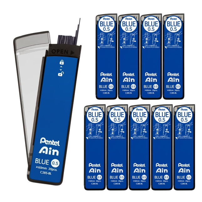 Pentel Ain Lead Refill • 0.5mm • Blue • Box of 10