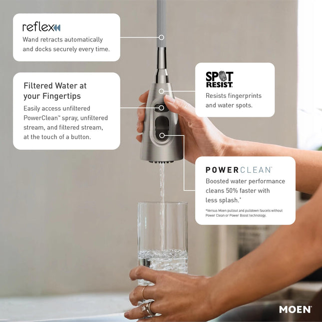 Moen Kurv Spot Resist Stainless 3-in-1 Water Filtration Kitchen Pull Down Faucet, F9126SRS