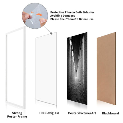 DOAI ART DOAI ART PVC Picture Frame 22.4x34 or 34x8.8 with HD Plexiglas, for Horizontal or Vertical Wall Mounting, Durable, Scratch Resistant, Safe and