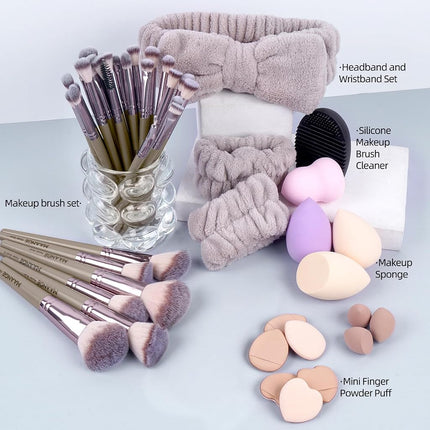 MAANGE Makeup Brushes 51 Pcs Makeup Kit, Multi-functional Makeup Tool Set with Makeup Brush Make Up Brushes Set With Bag (Champagne)