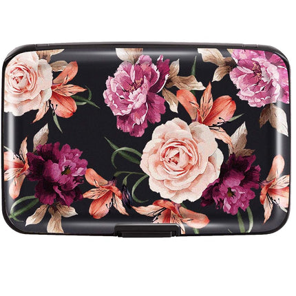 Mini porte-cartes Coco Rossi pour femme ou homme, étui rigide fin anti-RFID pour cartes d'identité, portefeuille de voyage, rose noir, S