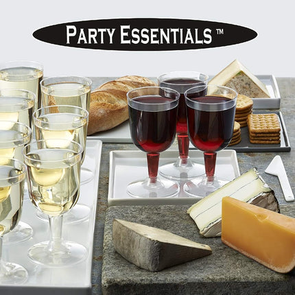 Party Essentials Hard Plastic Two Piece 5.5-Ounce Wine Glasses, Clear, Pack of 50