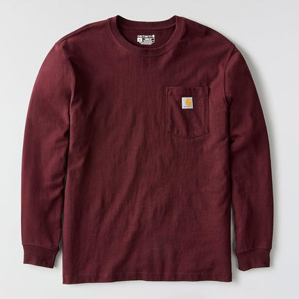 Carhartt Men's Workwear Jersey Pocket Long Sleeve K126 Regular and Big Tall Sizes work utility shirts, Port, XXL Tall UK