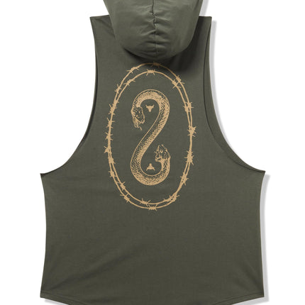 Under Armour Men's Project Rock Snake Sleeveless Hoodie, (310) Baroque Green / Bayou / White, S