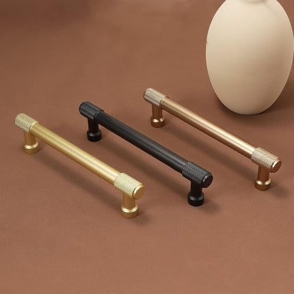 BUKOBYHE 10 Pack 5Inch(128mm) Matte Black Kitchen Cabinet Handles Knurled Cabinet Pulls Black Drawer Pulls Kitchen Hardware